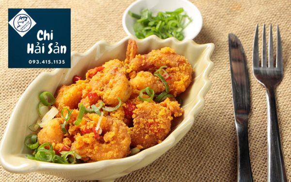 Tôm rảo chiên sốt trứng muối Tôm rảo chiên sốt trứng muối