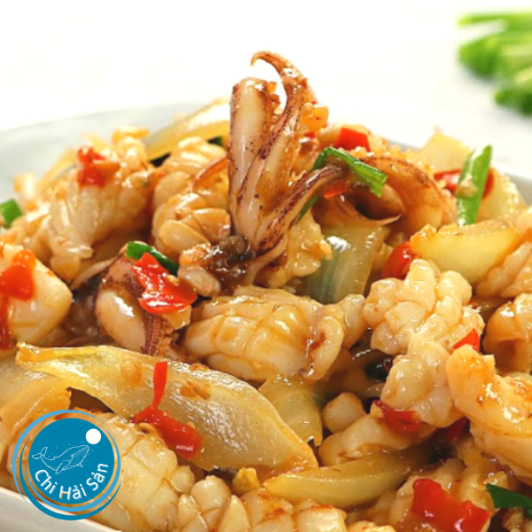  Mực lá xào sa tế / xào rau củ